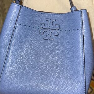 Tory Burch Sky Blue Pebbled Shoulder Bag